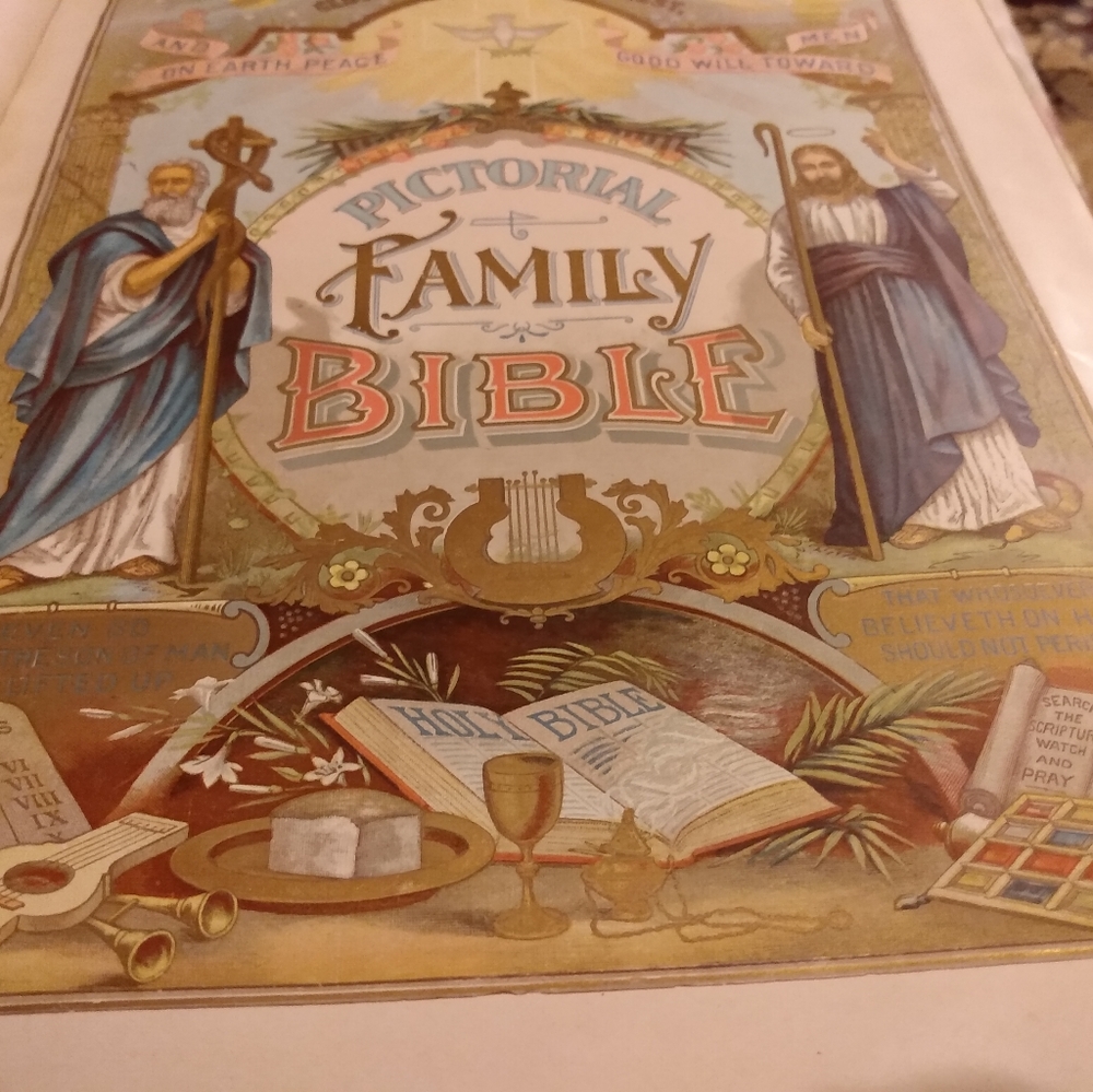 1800s pictorial Family Bible. 150 years old!